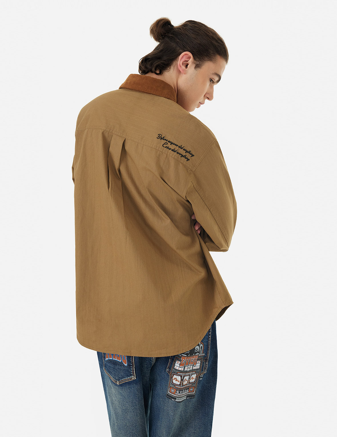 Logo Embroidery and Multi-Pocket Relax Fit Long Sleeve Shirt