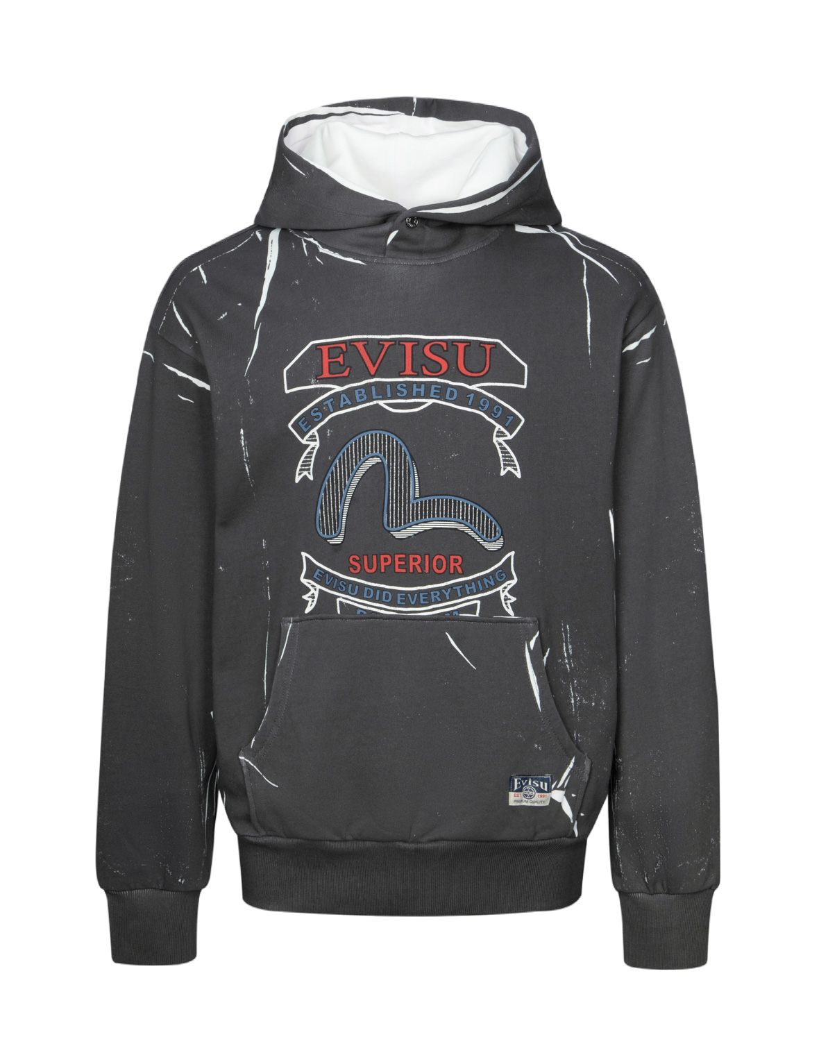 Overdye Seagull and Logo Print Relax Fit Hoodie