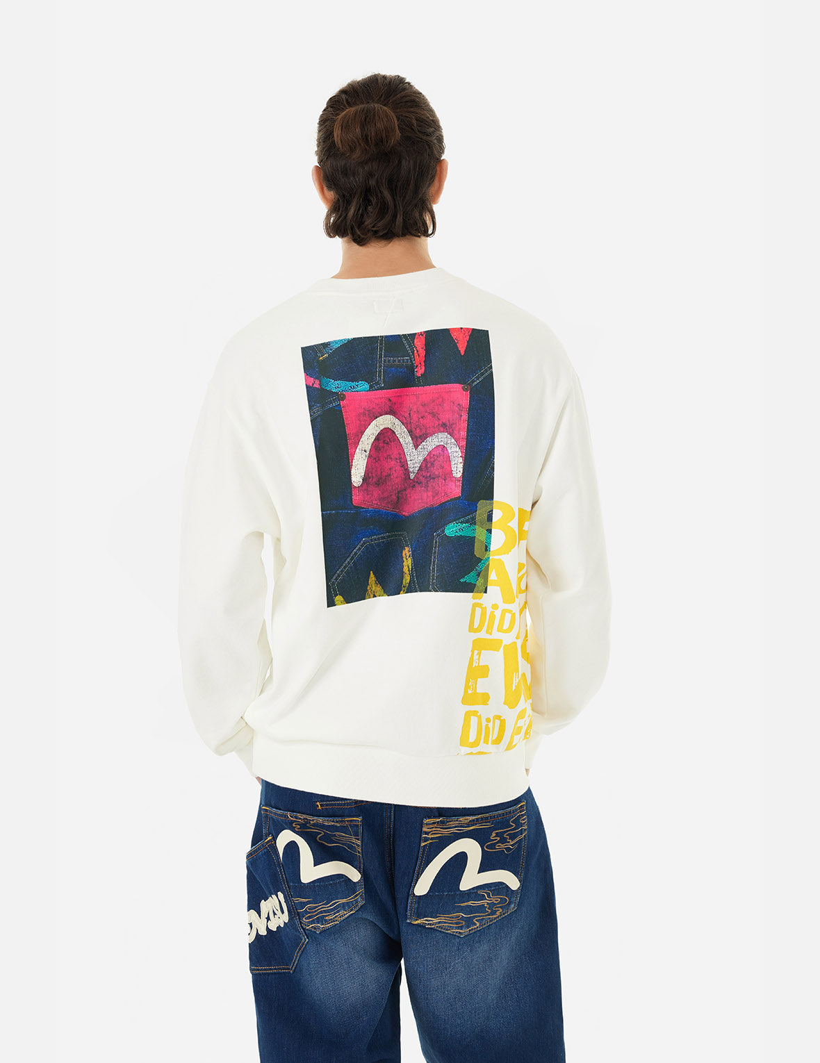 Seagull Pocket and Slogan Print Relax Fit Sweatshirt
