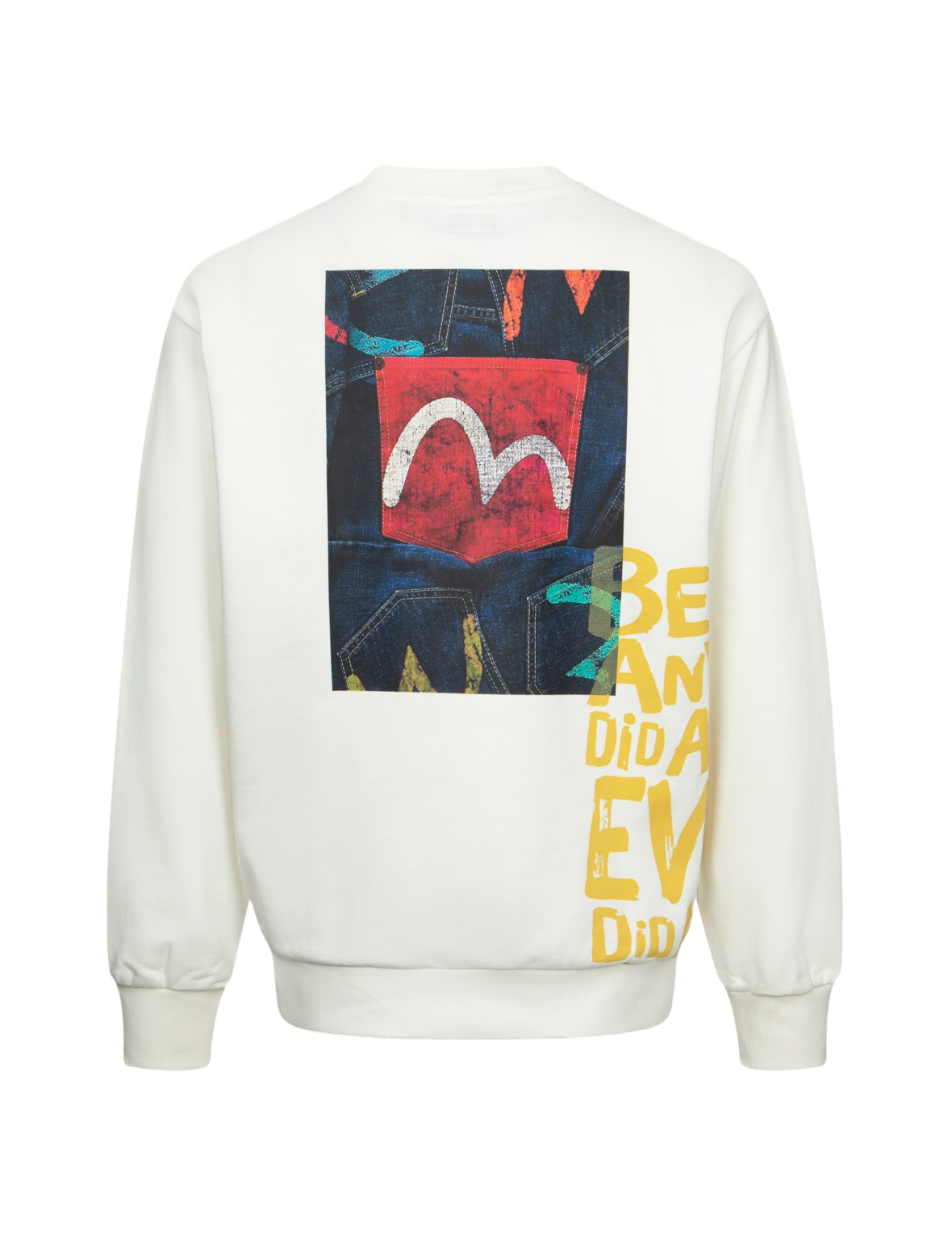 Seagull Pocket and Slogan Print Relax Fit Sweatshirt