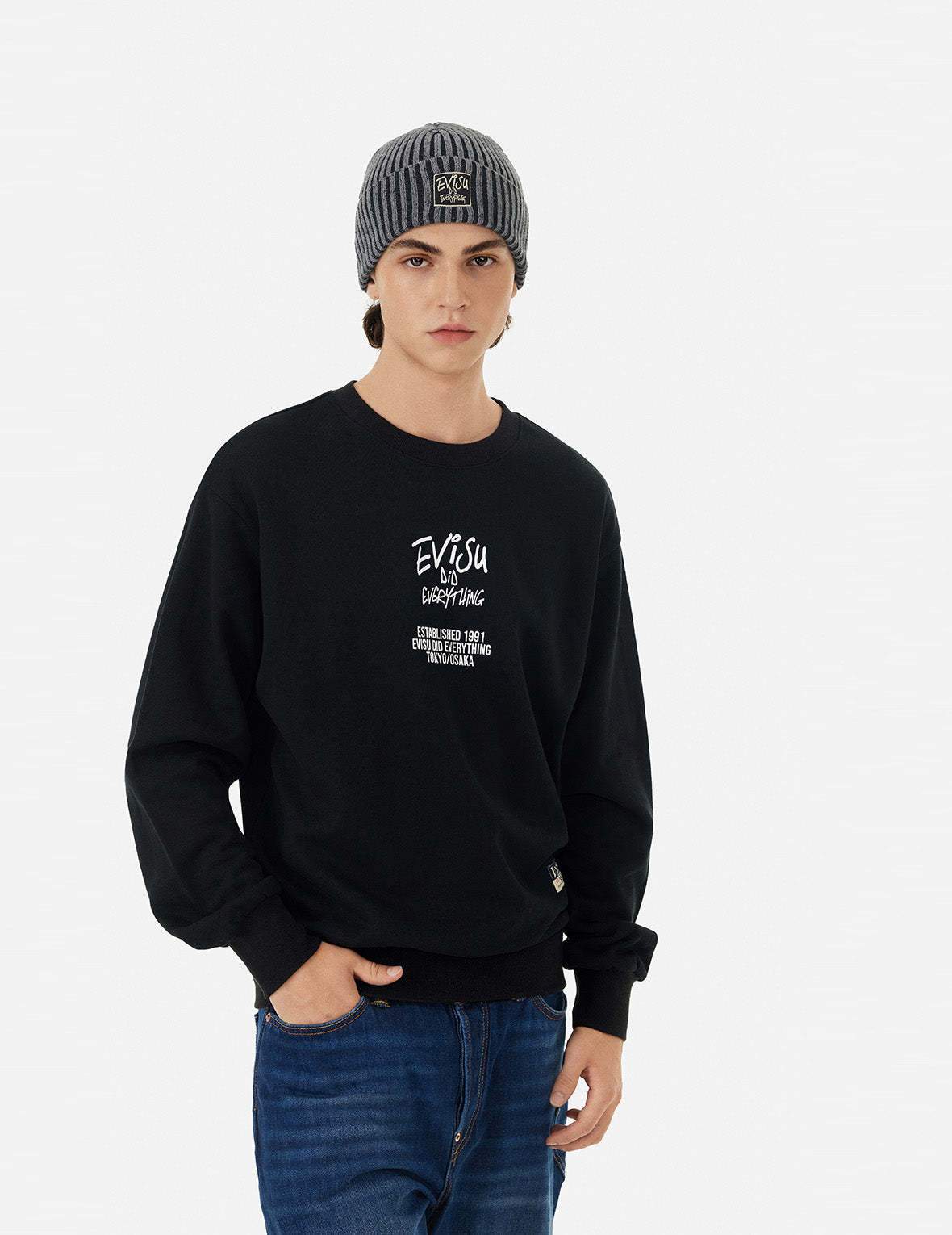 口号和照片印花宽版休闲卫衣