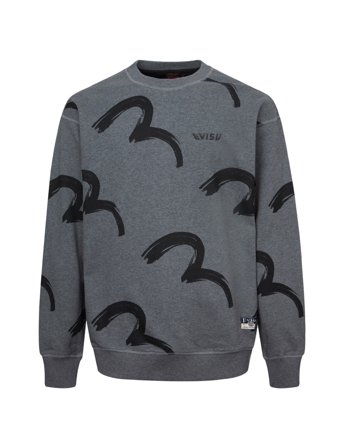 Allover Brushstroke Seagull and Logo Print Relax Fit Sweatshirt