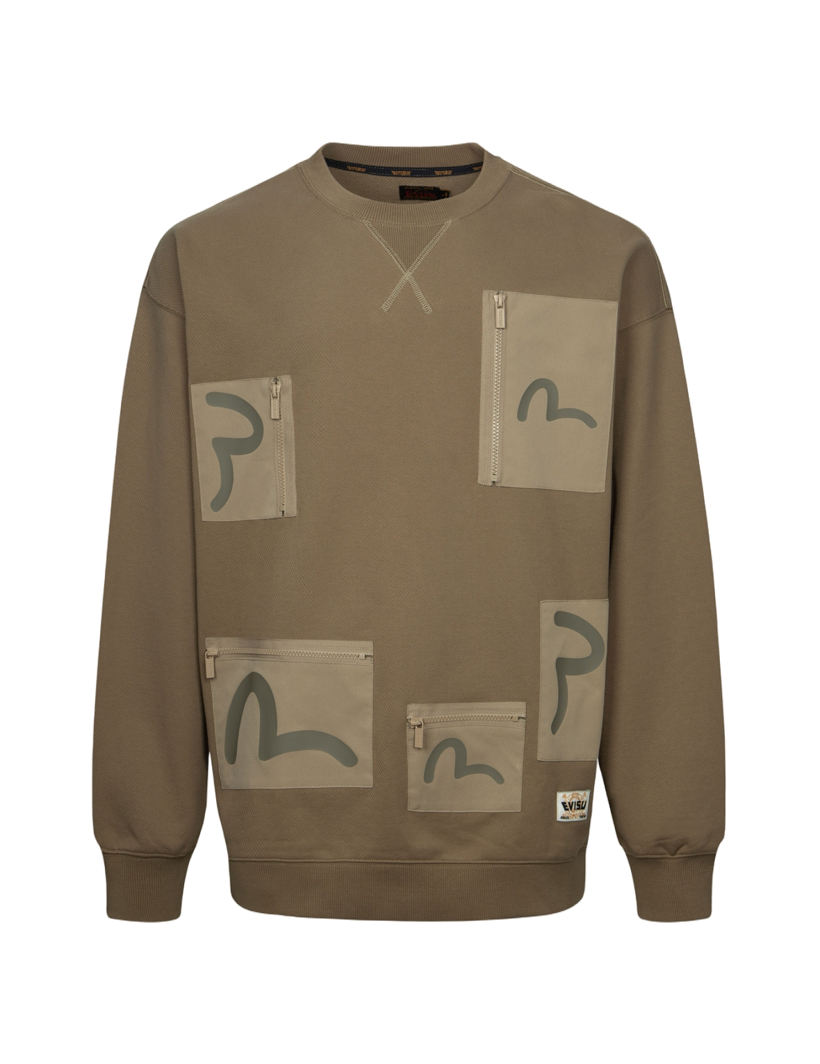 Multi-Pockets with Seagull Print Loose Fit Sweatshirt