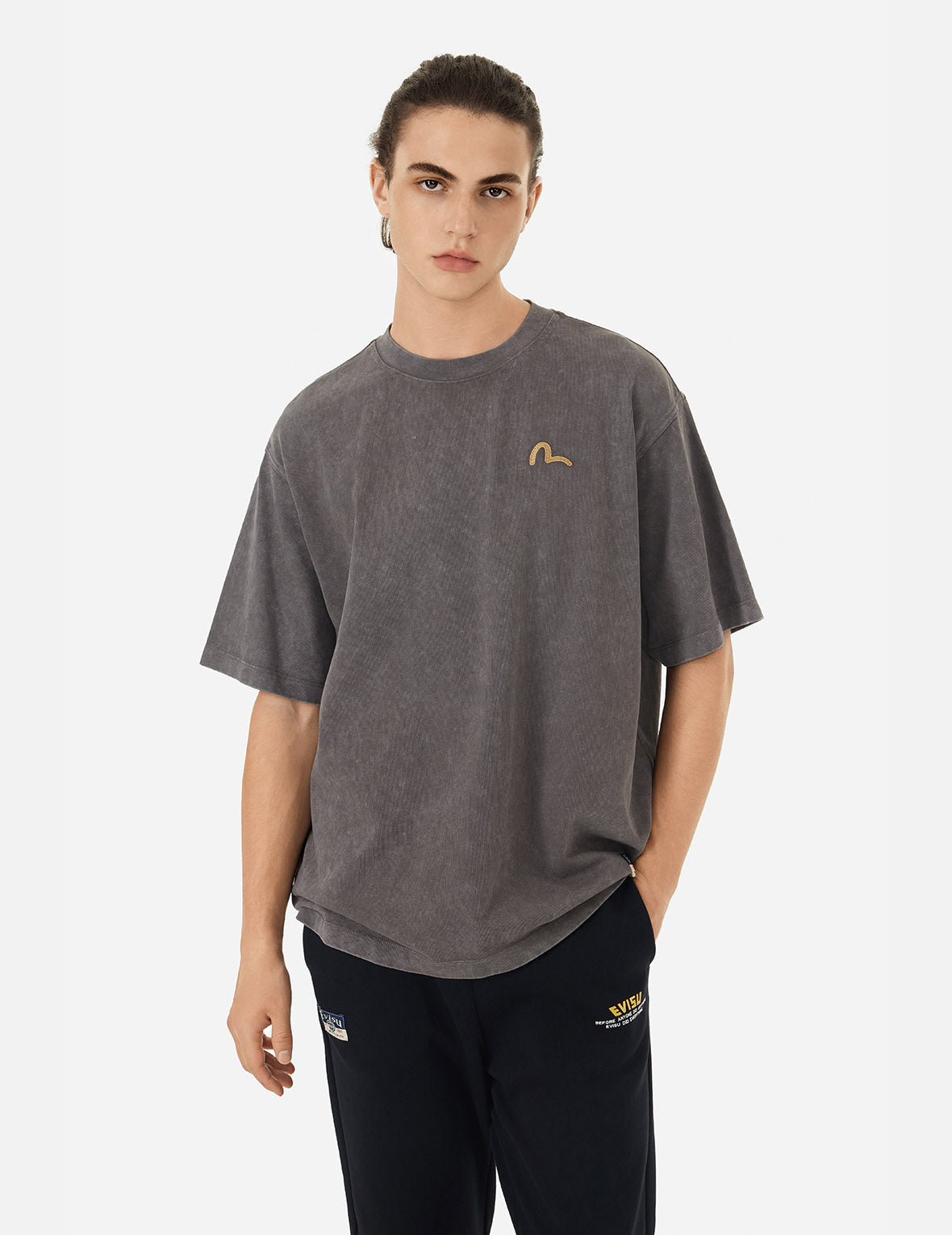 海鸥刺绣洗水宽版休闲T恤