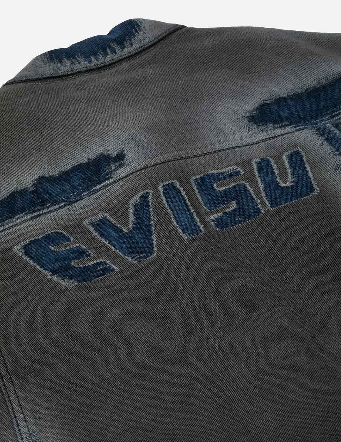 破损海鸥和商标印花宽版休闲牛仔外套