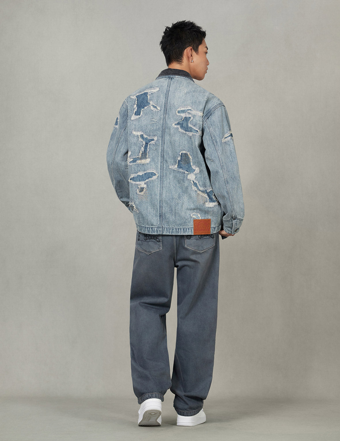 Distressed Fashion Fit Denim Jacket