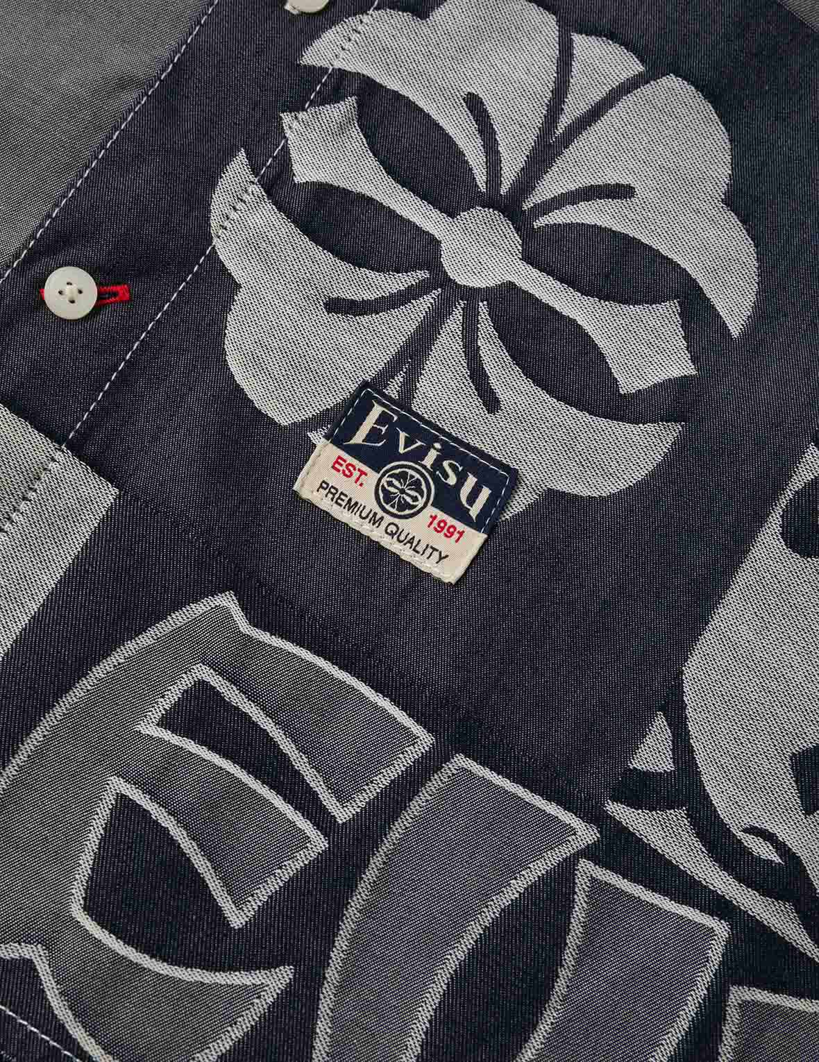 Allover Henohenomohe Godhead Jacquard Relax Fit Denim Shirt