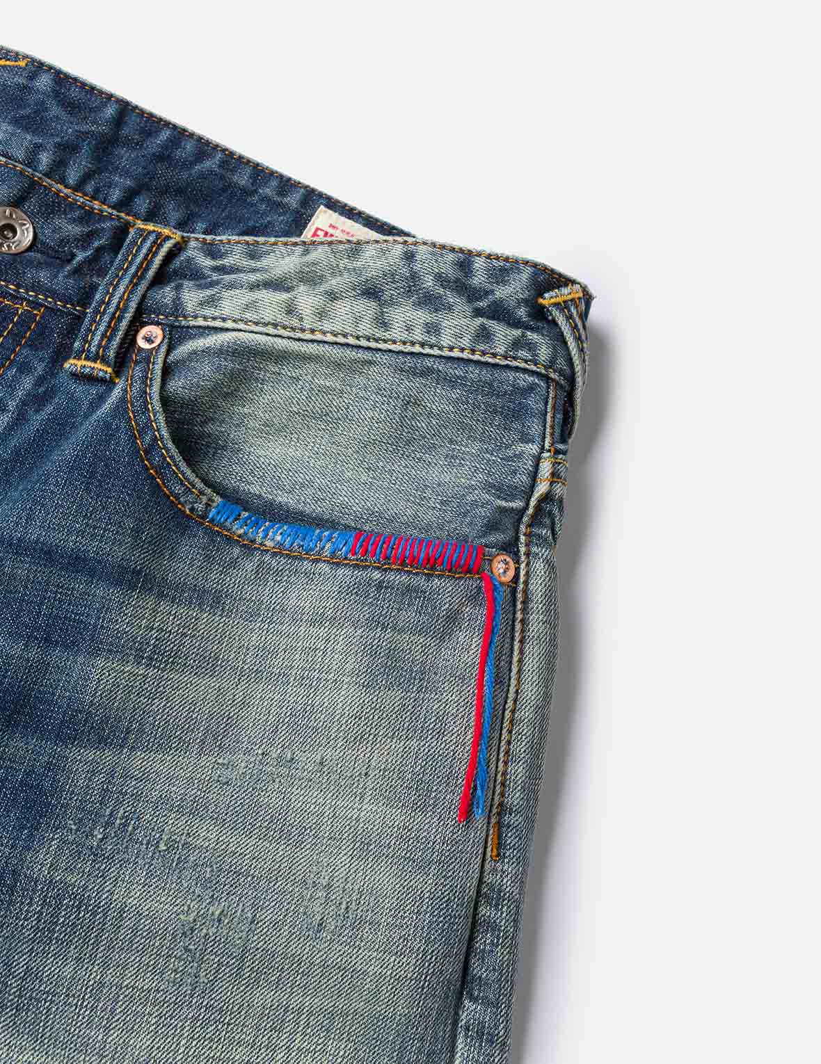 7-Pocket Design with Seagull Embroidery Washed Regular Fit Jeans #2020
