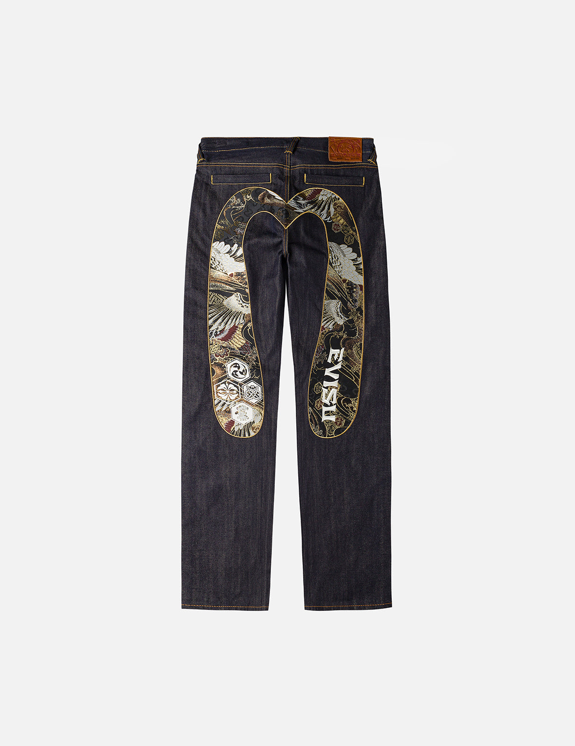 织锦嵌大M和商标刺绣常规牛仔裤 #2020