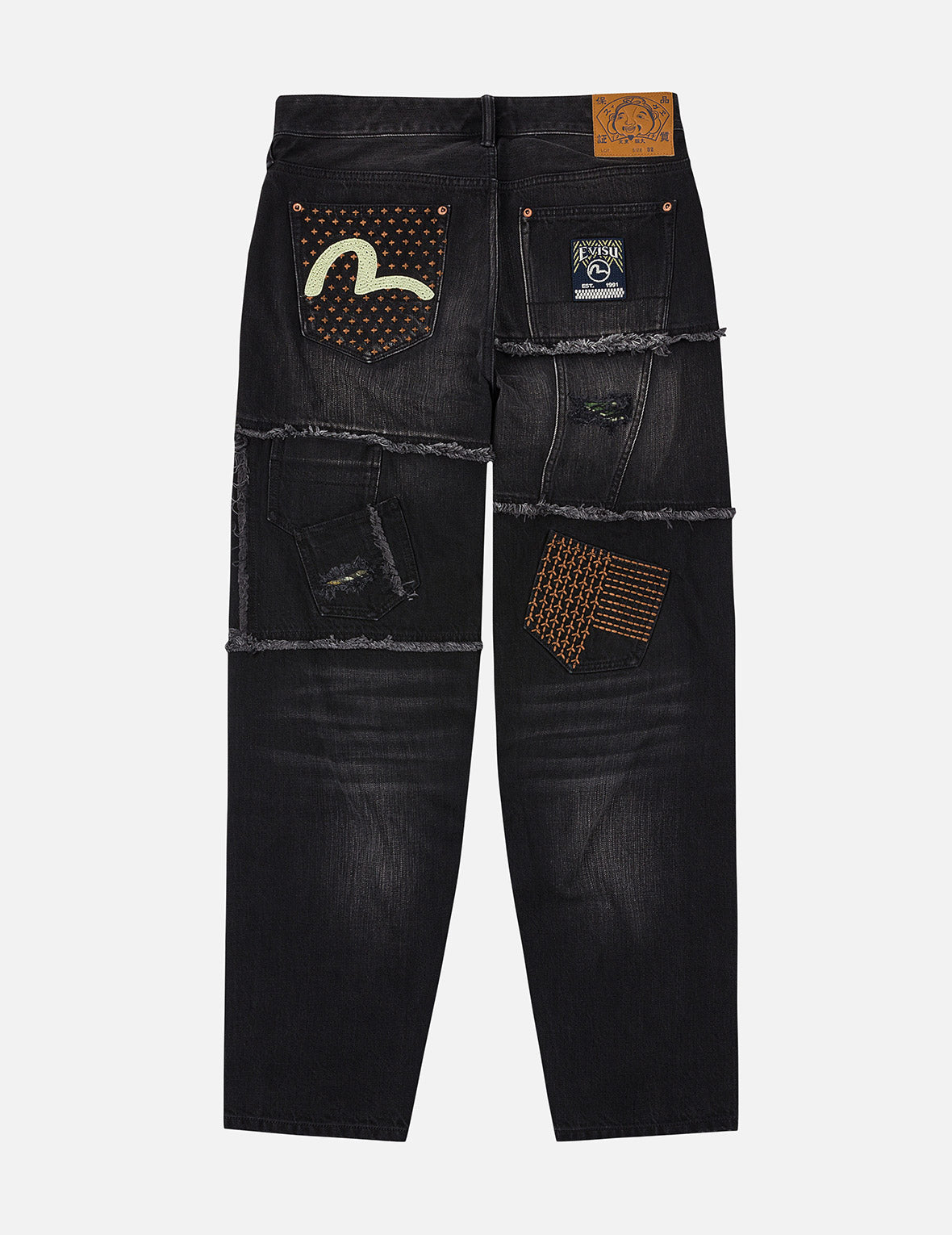 Washed Deconstructed Sashiko Relax Fit Jeans #2030