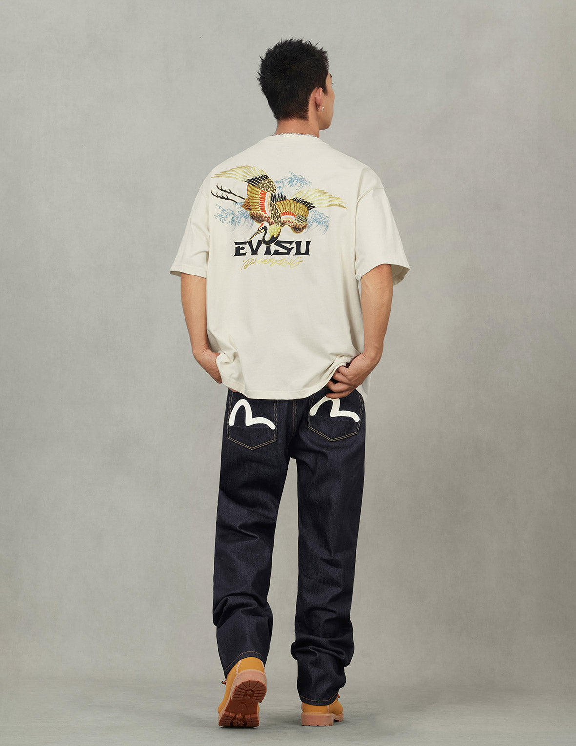 海鸥印花口袋常规牛仔裤 #2020