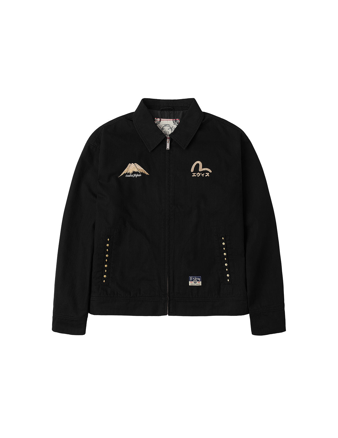 Lion Dance and Mountain Embroidery Regular Fit Worker Jacket