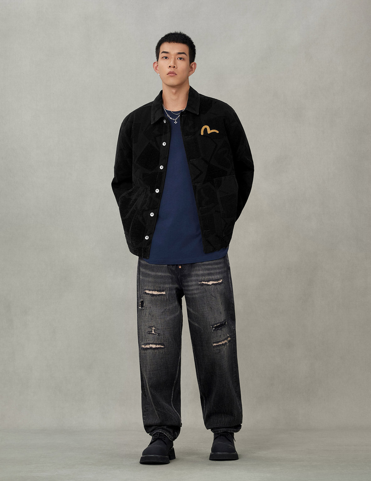 Allover Seagull Jacquard Regular Fit Chore Jacket