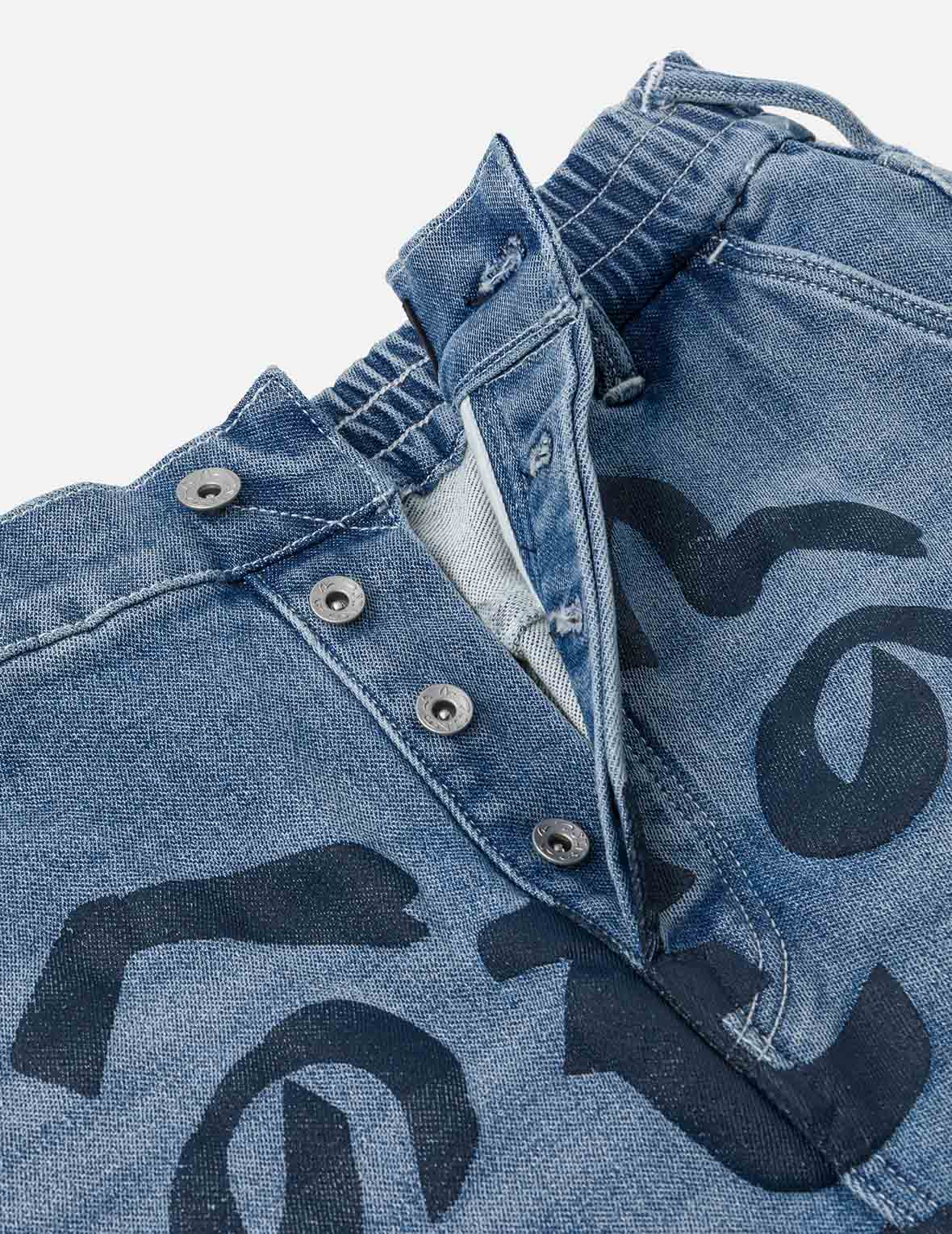 Henohenomohe Godhead Print Loose Fit Denim Joggers