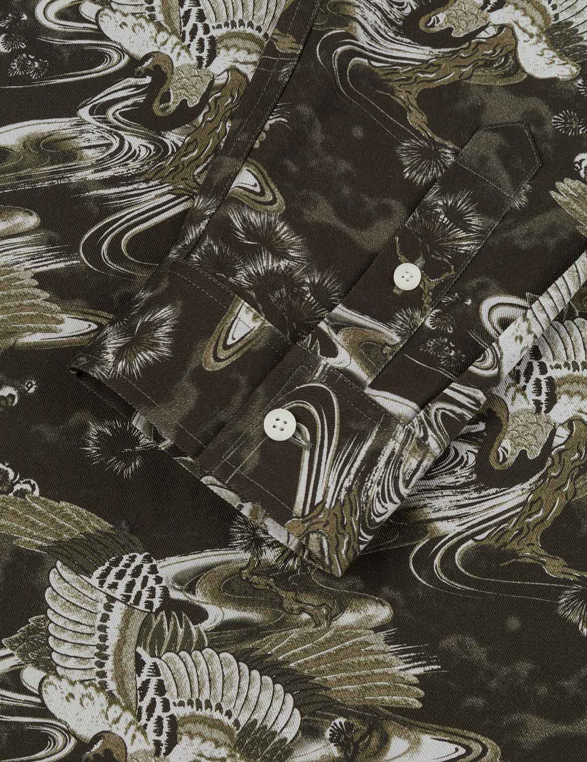 Allover Crane Print Relax Fit Shirt