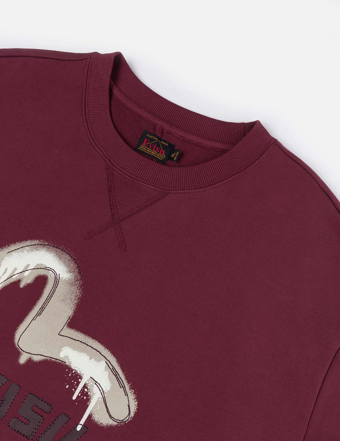 Graffiti Seagull Print and Sashiko Relax Fit Sweatshirt