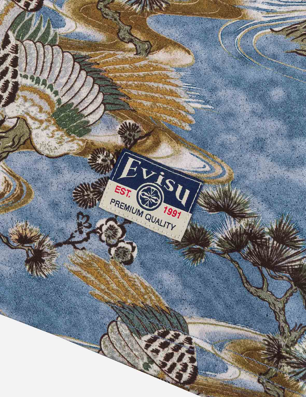 滿地仙鹤印花宽版休闲T恤