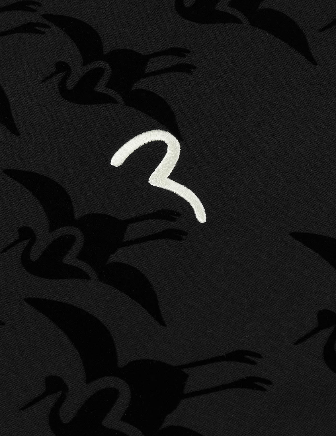 满地海鸥仙鹤植绒印花宽版休闲T恤