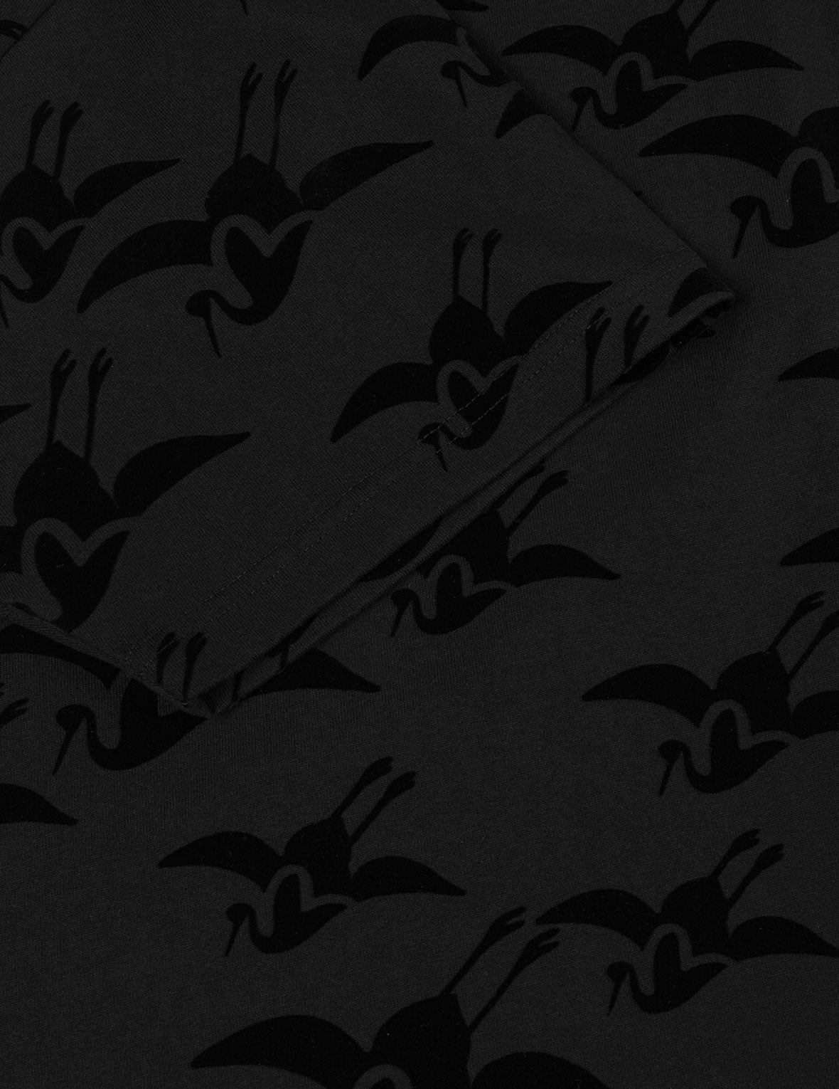 满地海鸥仙鹤植绒印花宽版休闲T恤