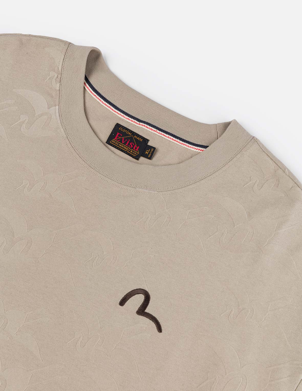 满地海鸥仙鹤植绒印花宽版休闲T恤