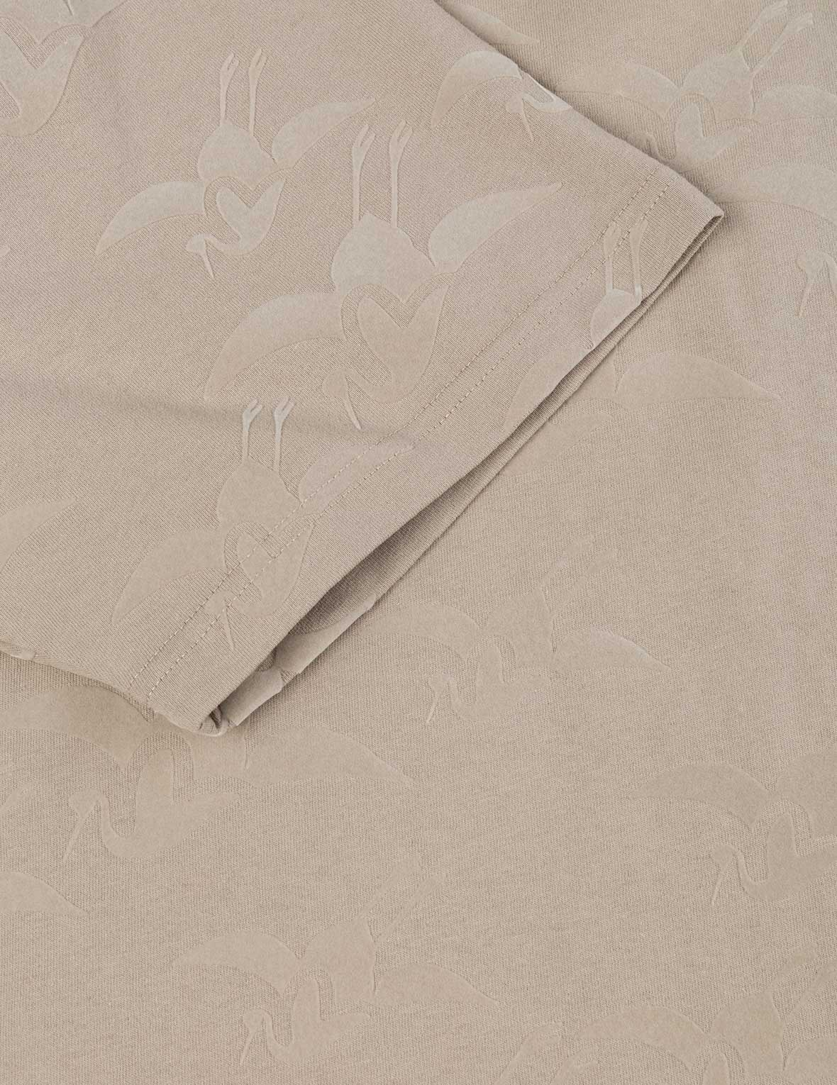 满地海鸥仙鹤植绒印花宽版休闲T恤