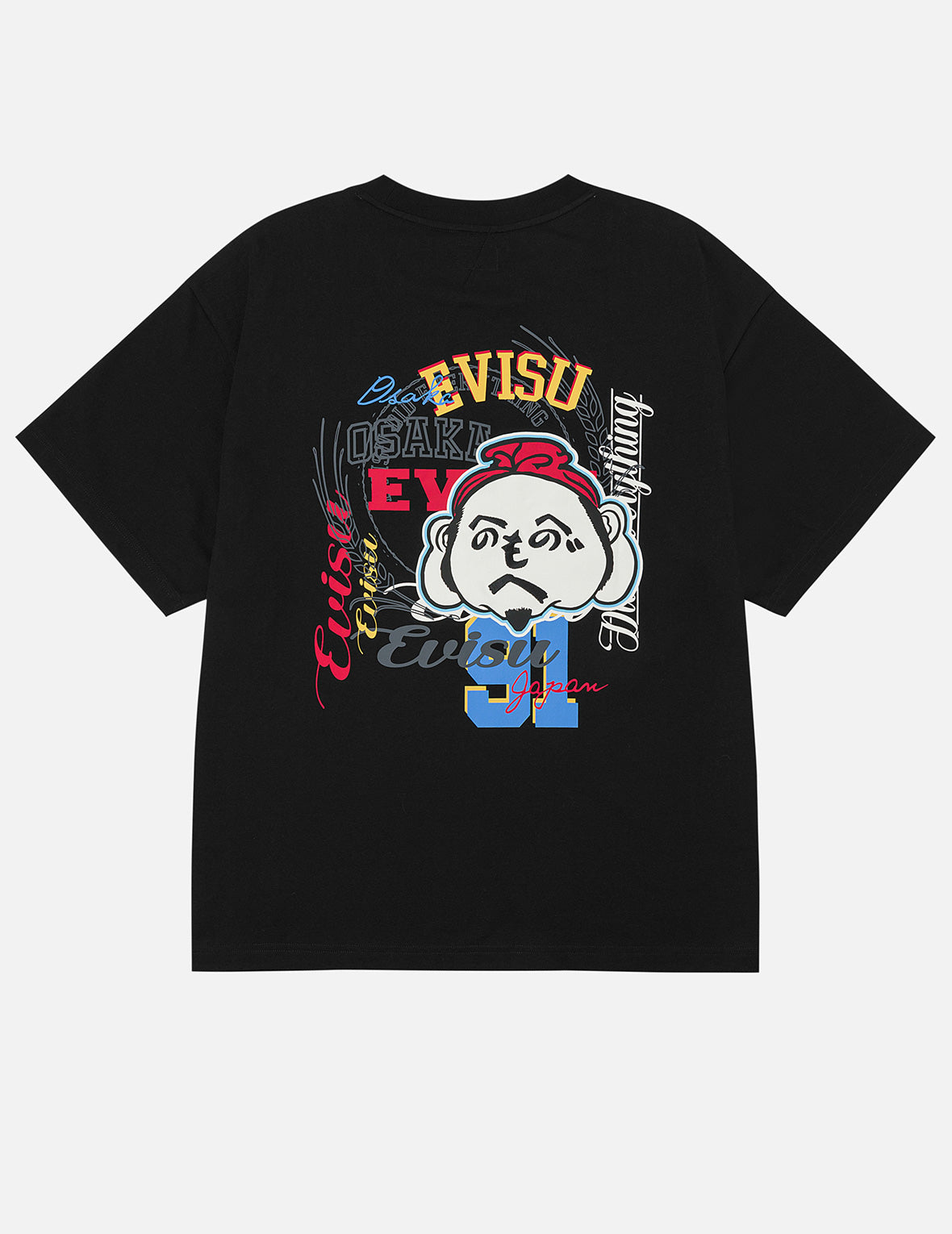 文字绘佛头刺绣宽版休闲T恤