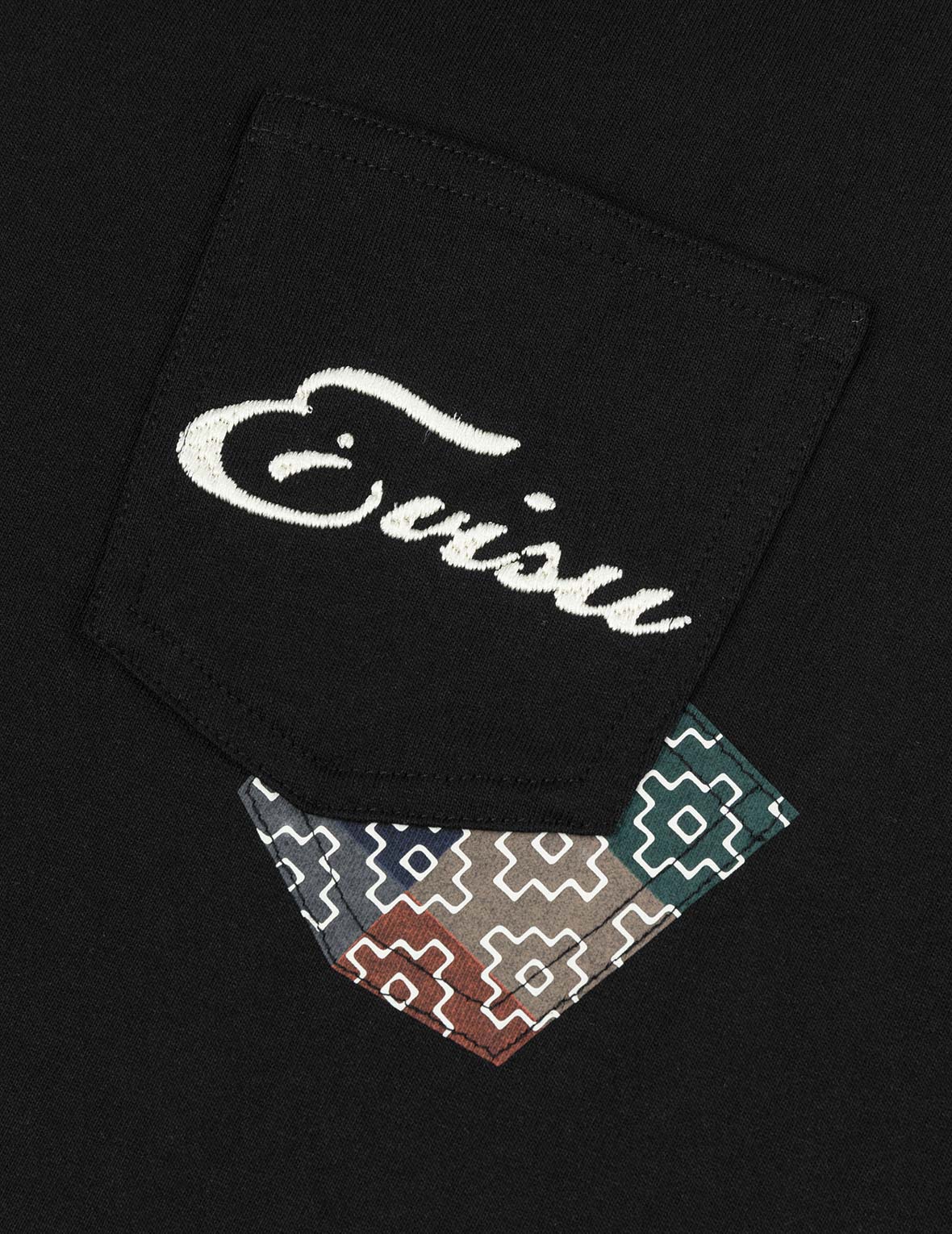 Multi-pocket Color Blocking Sashiko Loose Fit T-shirt