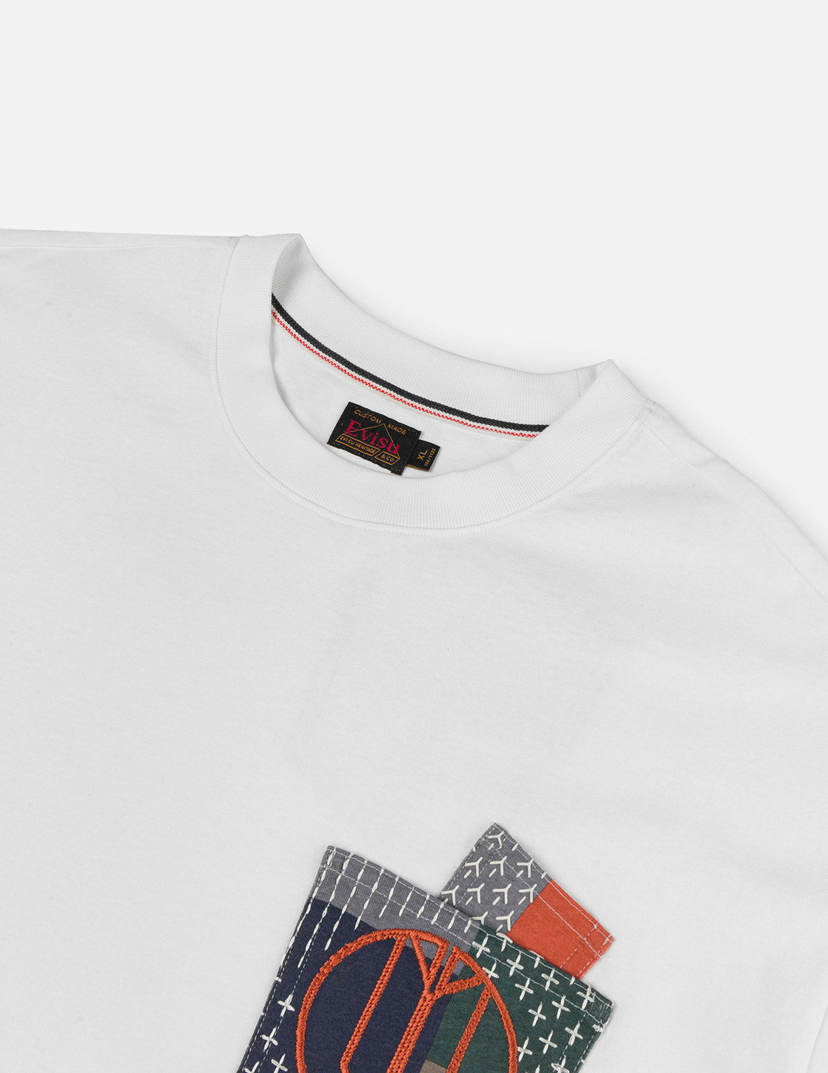 Multi-pocket Color Blocking Sashiko Loose Fit T-shirt