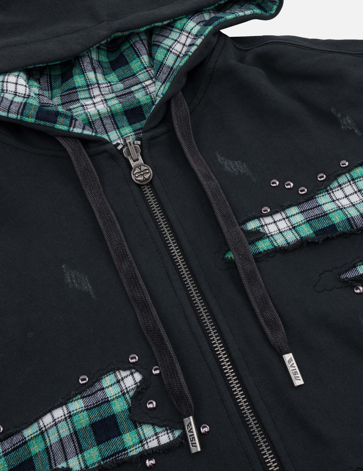 Reversible Plaid Fluorescent Daicock Zip-Up Hoodie
