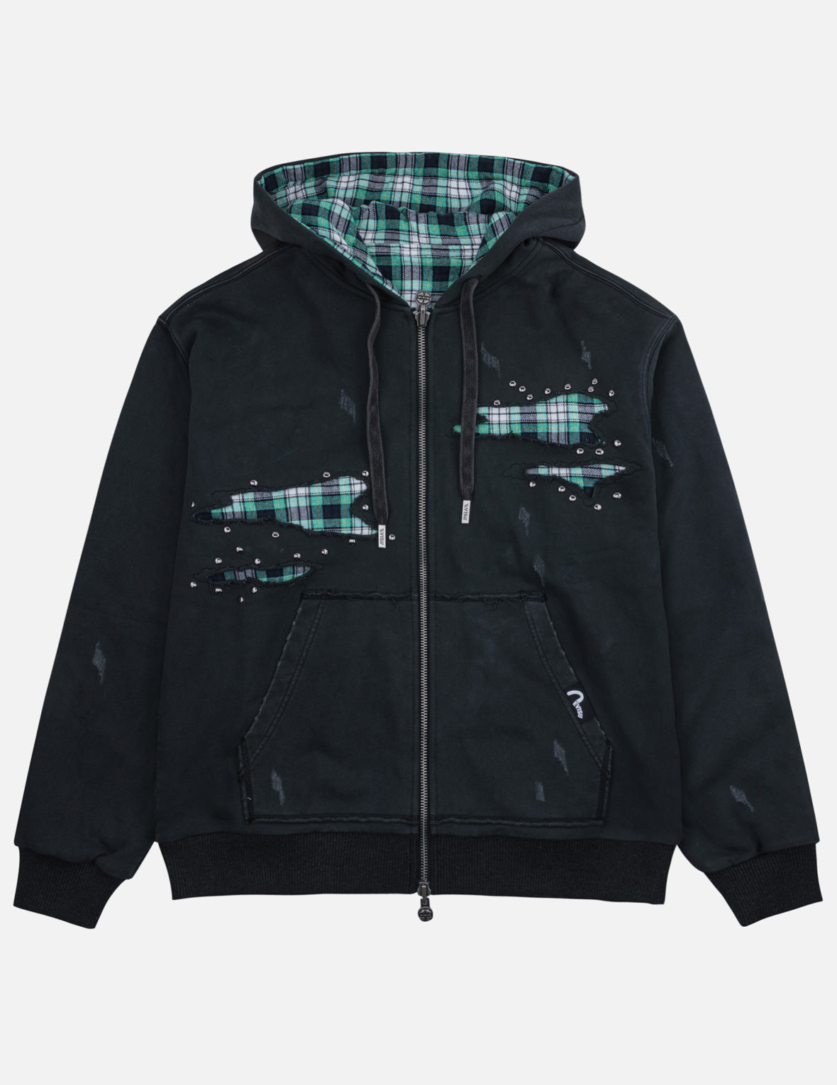 Reversible Plaid Fluorescent Daicock Zip-Up Hoodie