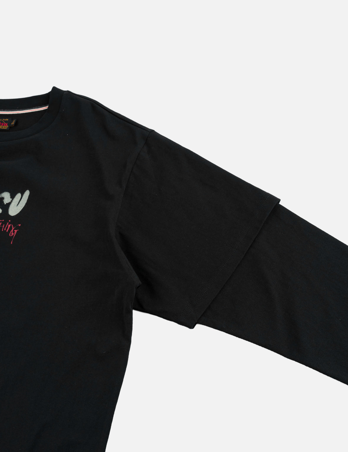 Daruma Print Faux Layered Long-Sleeve T-Shirt