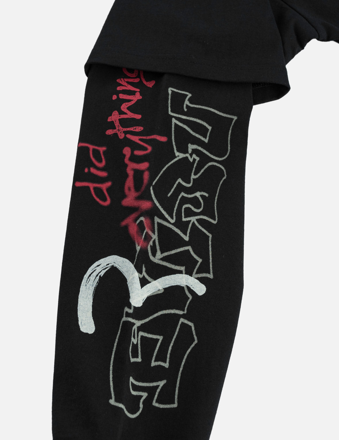 Daruma Print Faux Layered Long-Sleeve T-Shirt