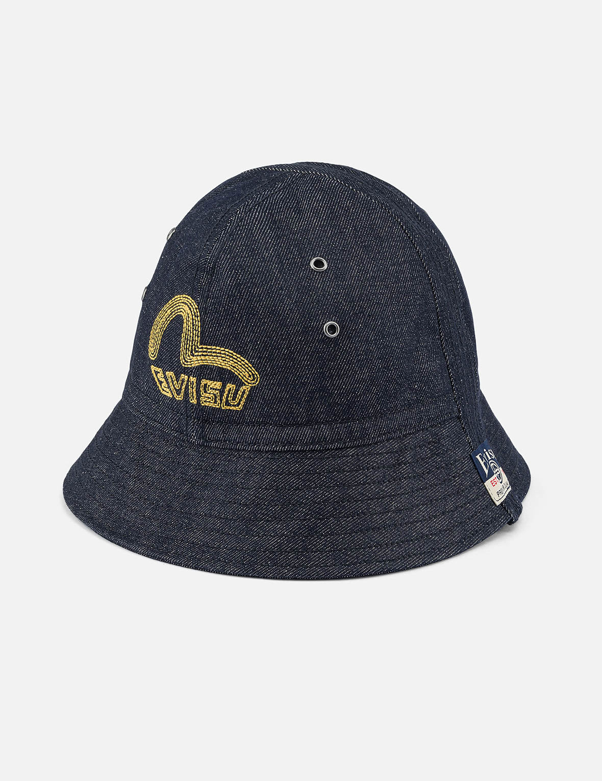Logo and Seagull Embroidery Denim Bucket Hat