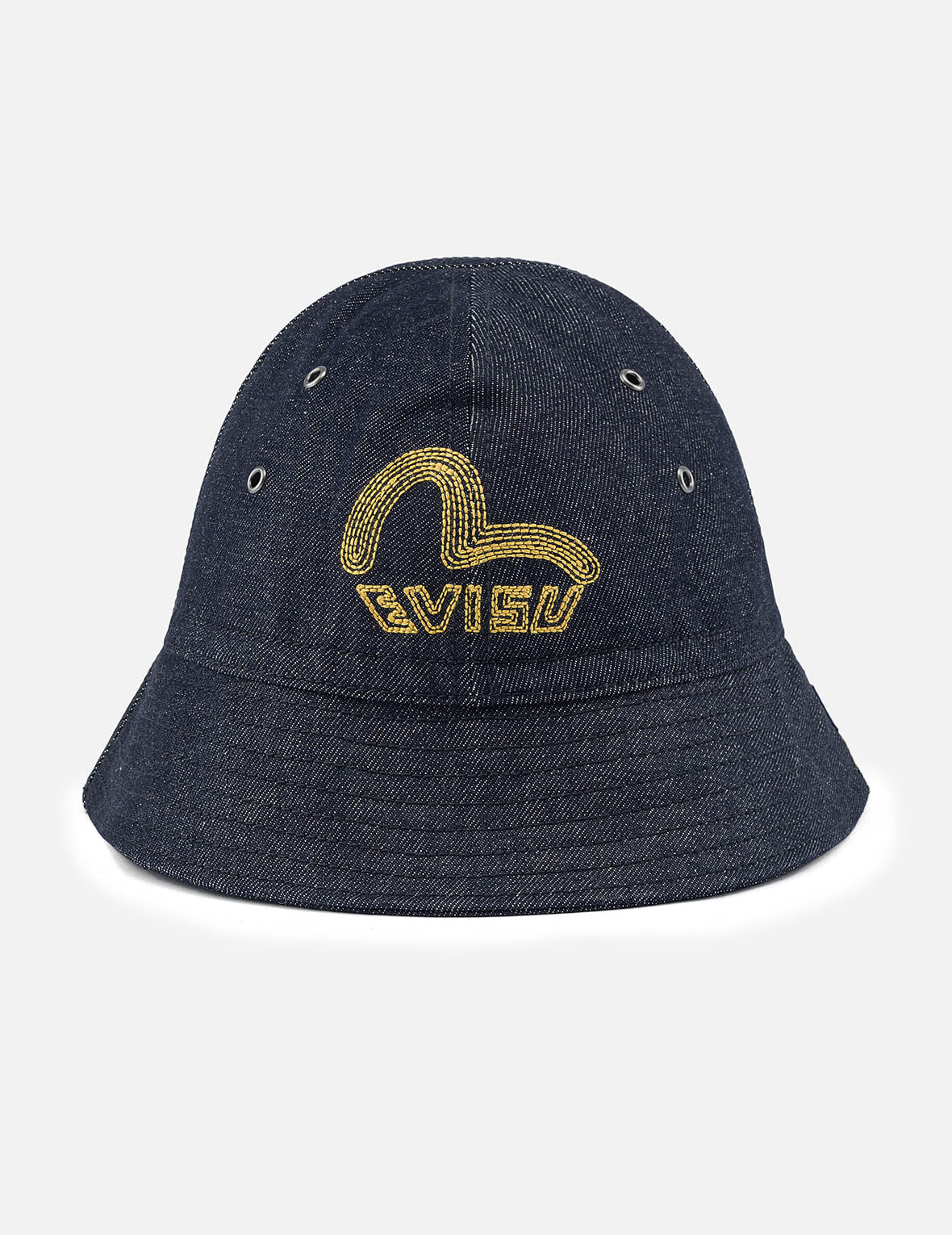 Logo and Seagull Embroidery Denim Bucket Hat