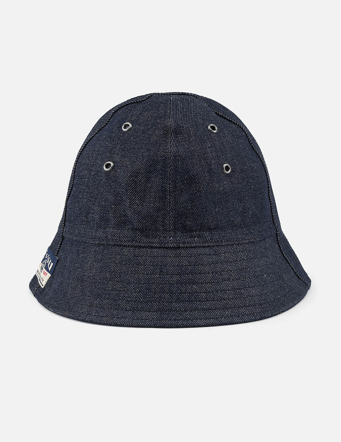 Logo and Seagull Embroidery Denim Bucket Hat