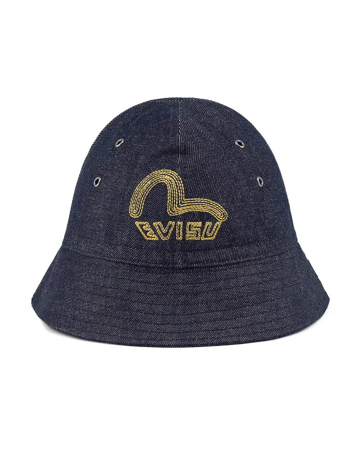 Logo and Seagull Embroidery Denim Bucket Hat