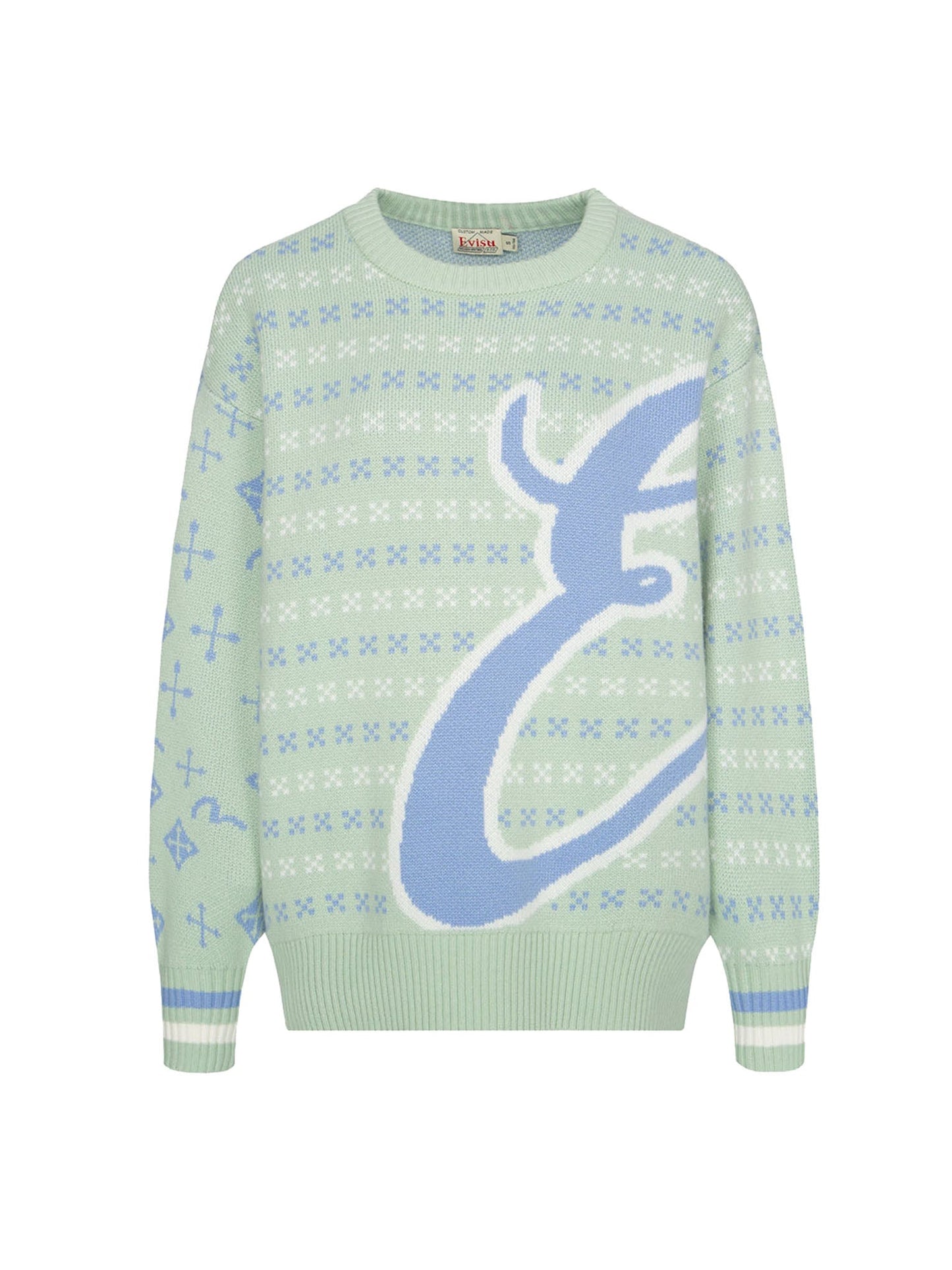 书法字商标提花针织毛衣