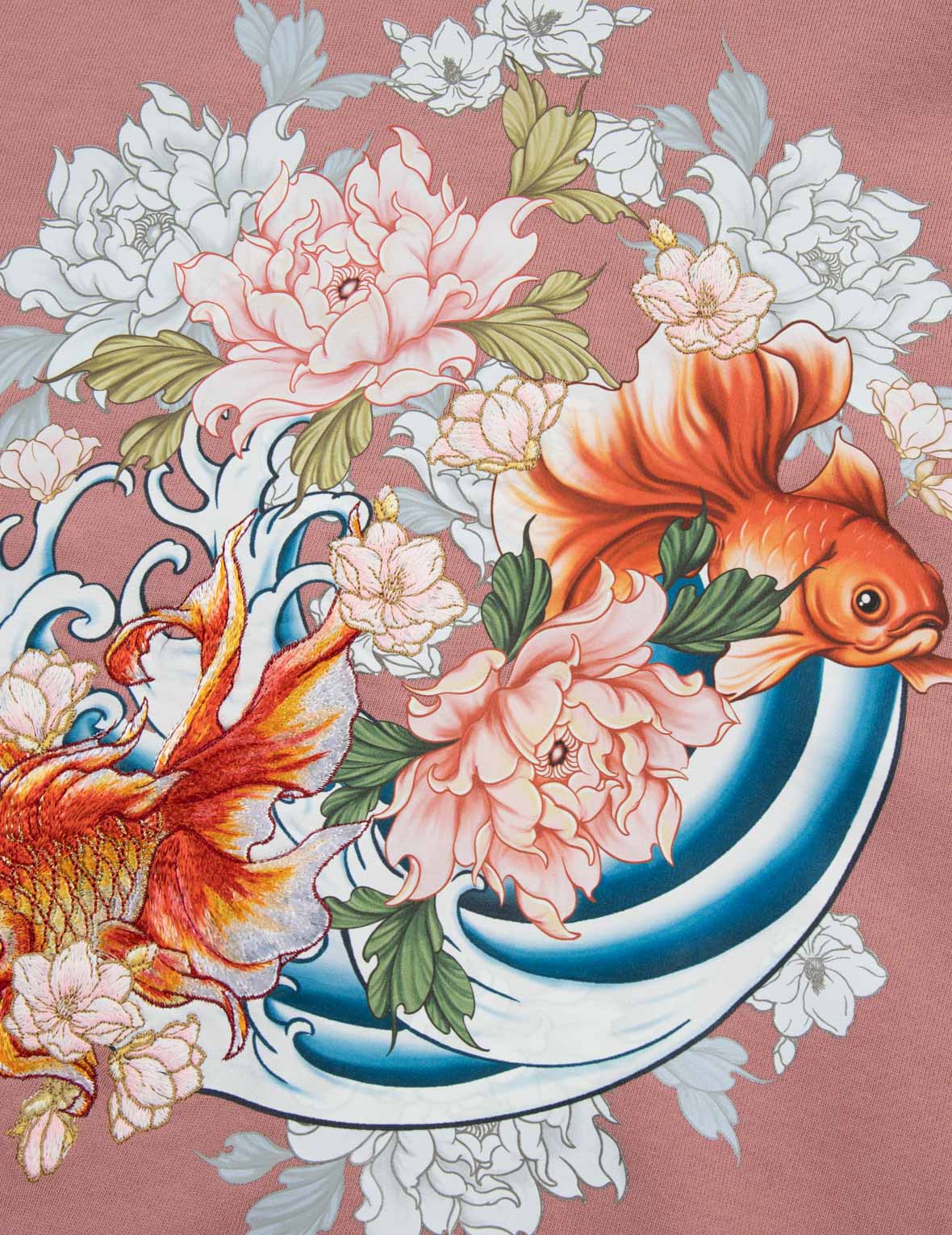 金鱼百花印花超宽版型连帽卫衣