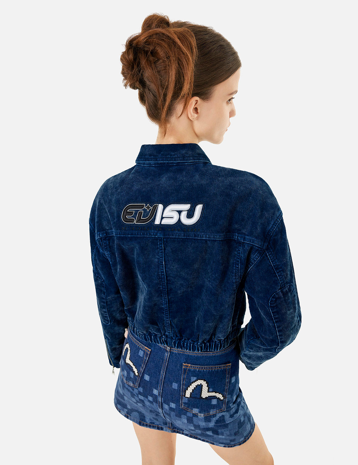 Logo Embroidery Fashion Fit Washed Corduroy Denim Jacket