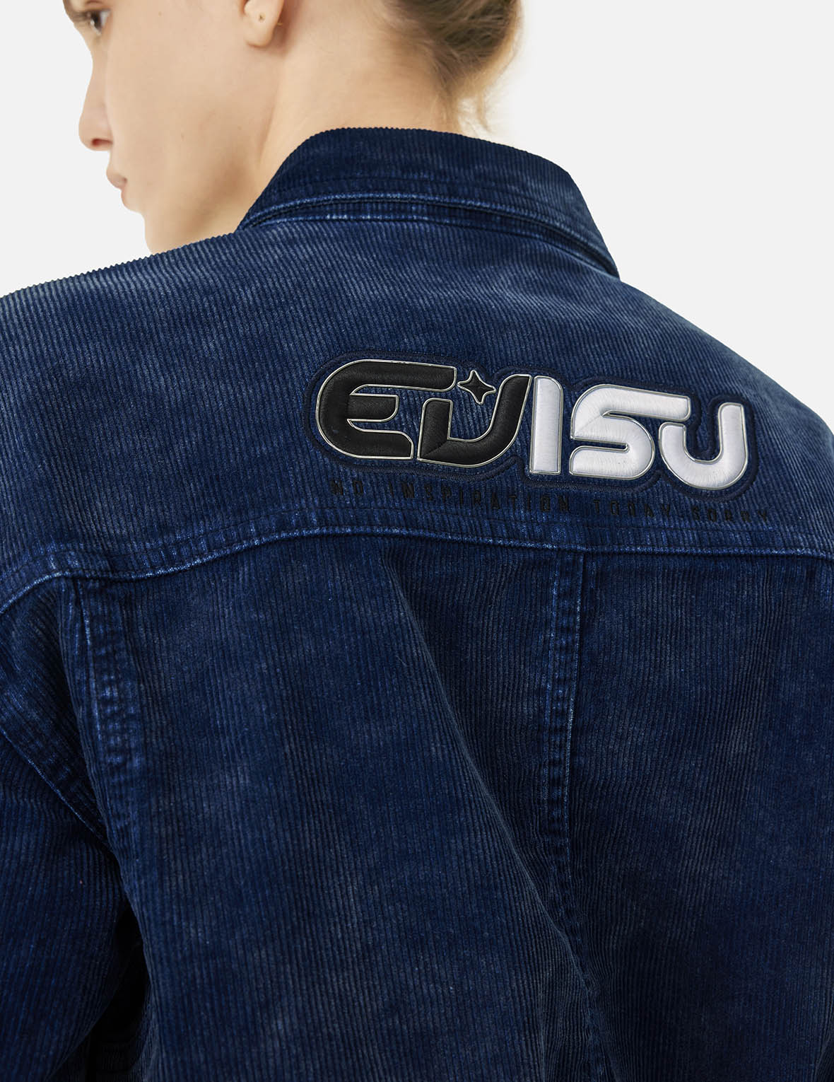 Logo Embroidery Fashion Fit Washed Corduroy Denim Jacket