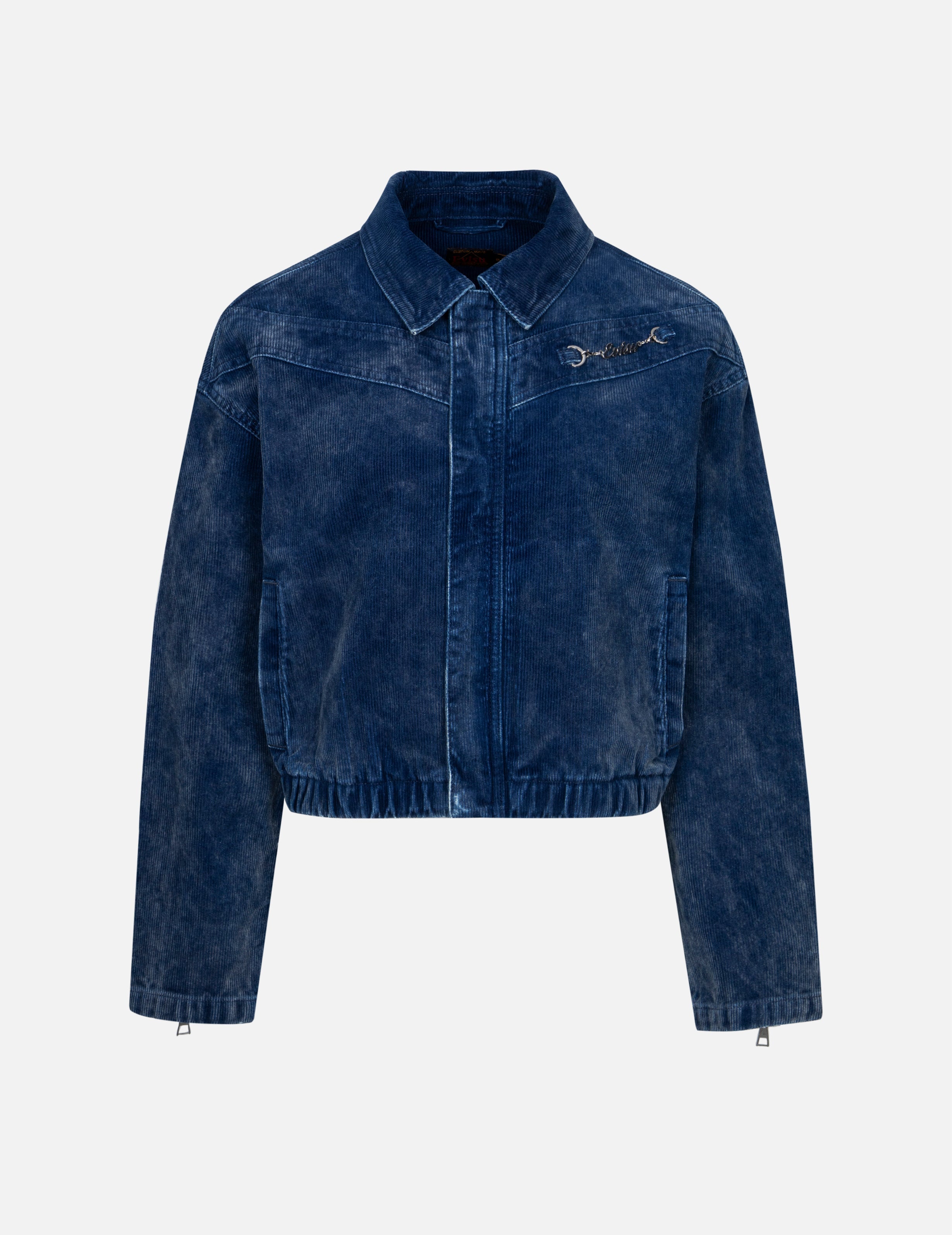 Logo Embroidery Fashion Fit Washed Corduroy Denim Jacket