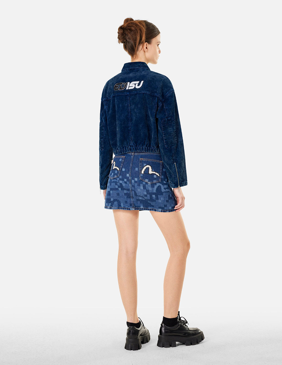 Logo Embroidery Fashion Fit Washed Corduroy Denim Jacket