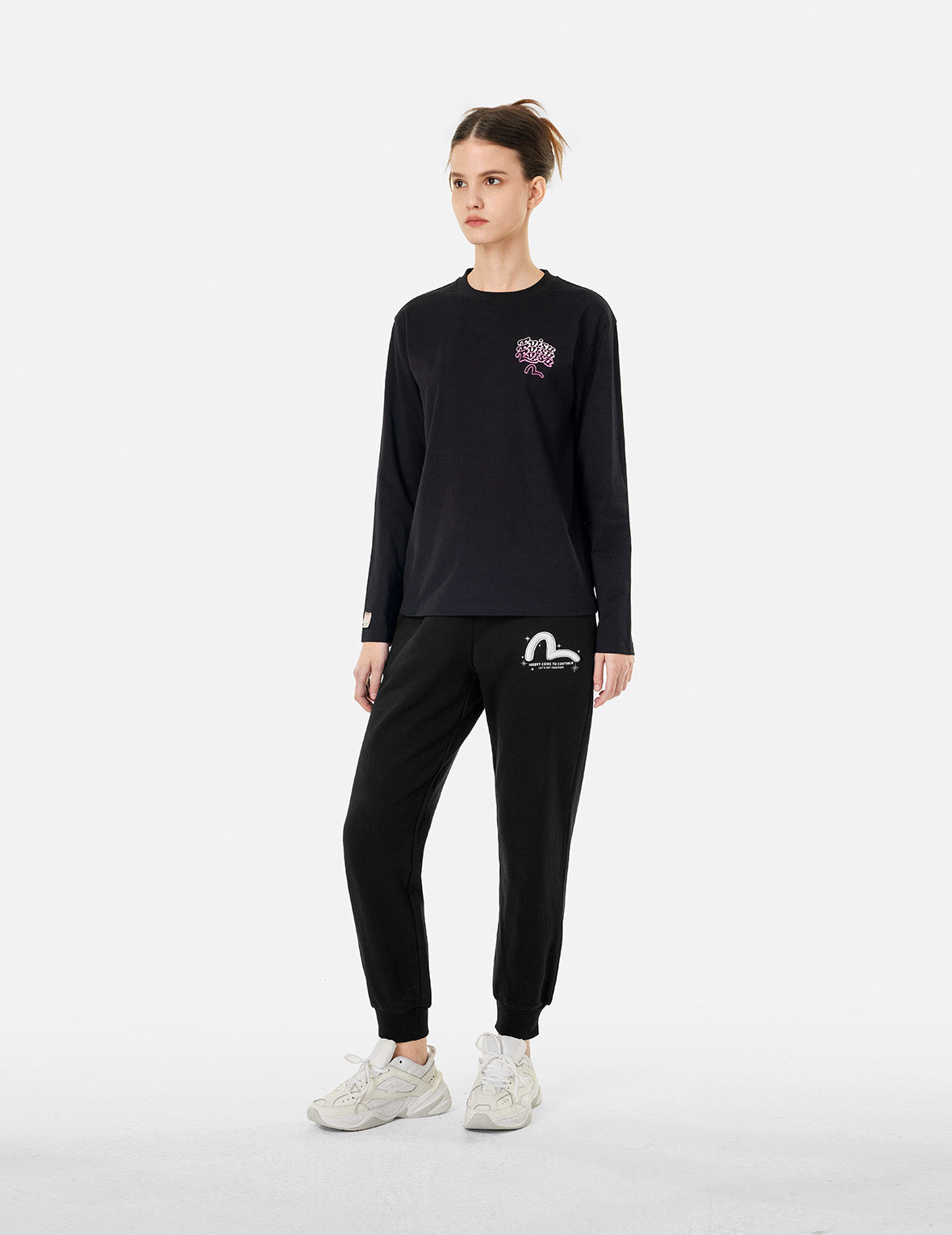 Logo Print and Seagull Embroidery Regular Fit Sweatpants