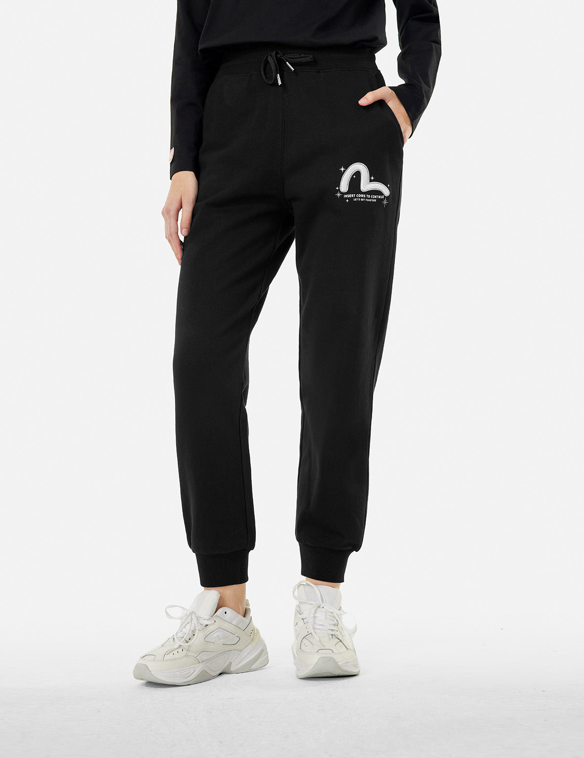 Logo Print and Seagull Embroidery Regular Fit Sweatpants