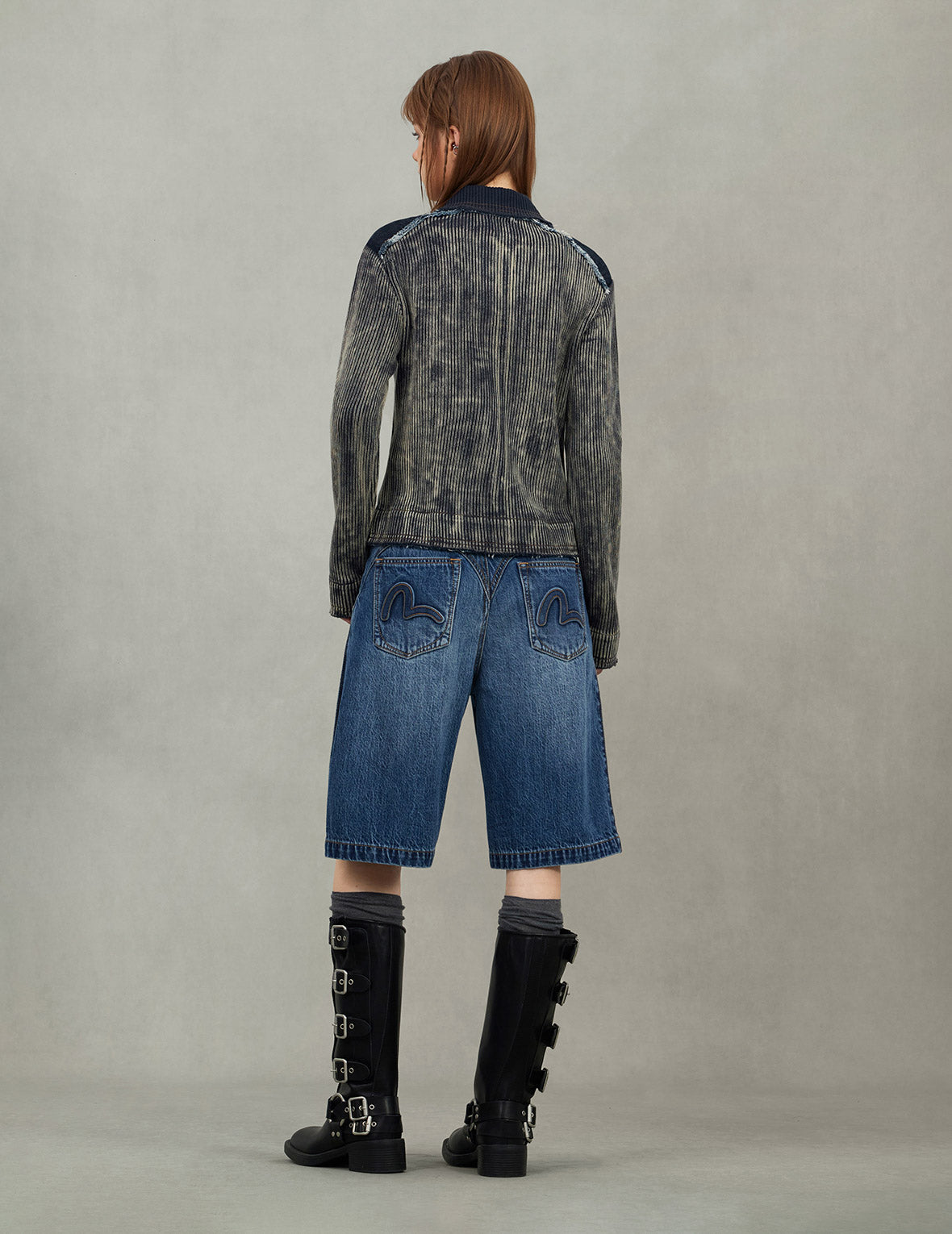 牛仔并布时尚版型拉链外套