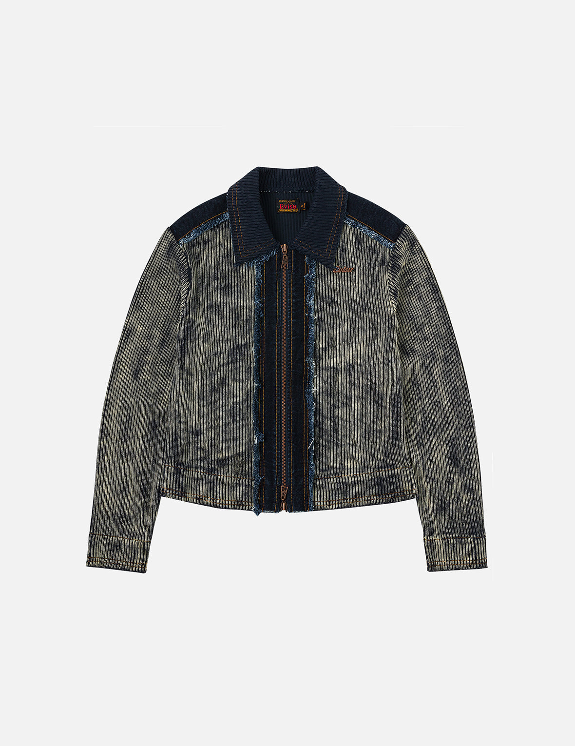 牛仔并布时尚版型拉链外套