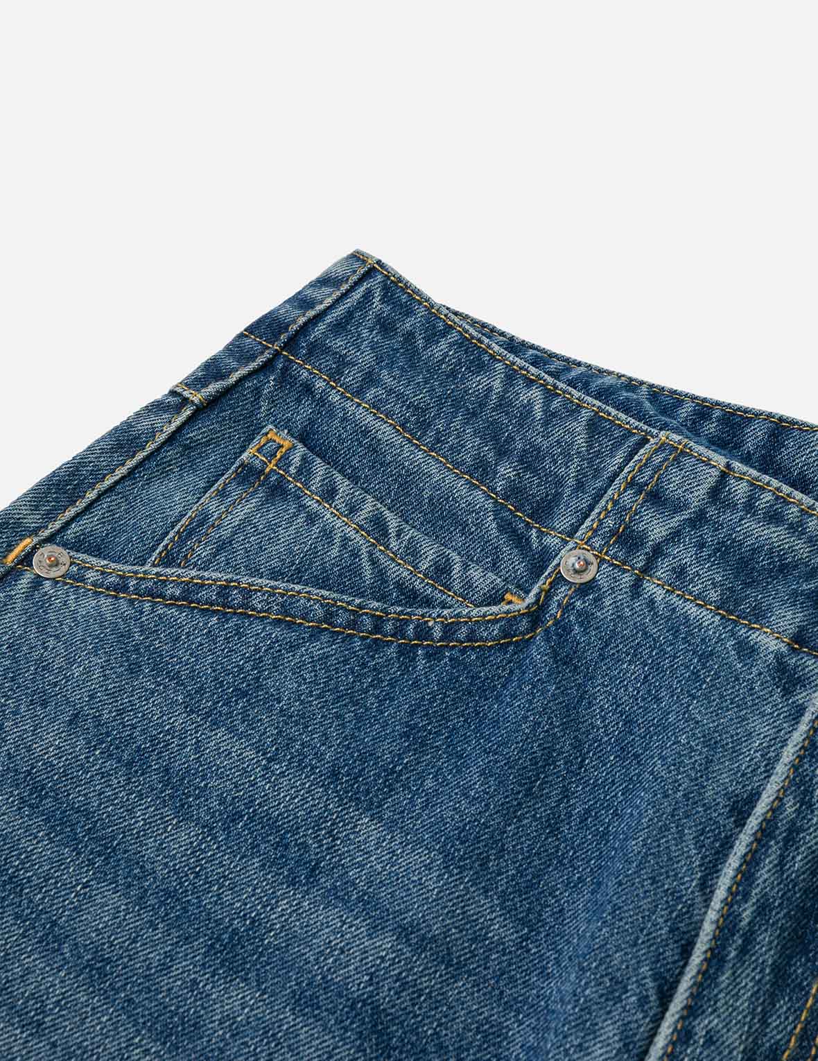 海鸥印花阔脚牛仔裤