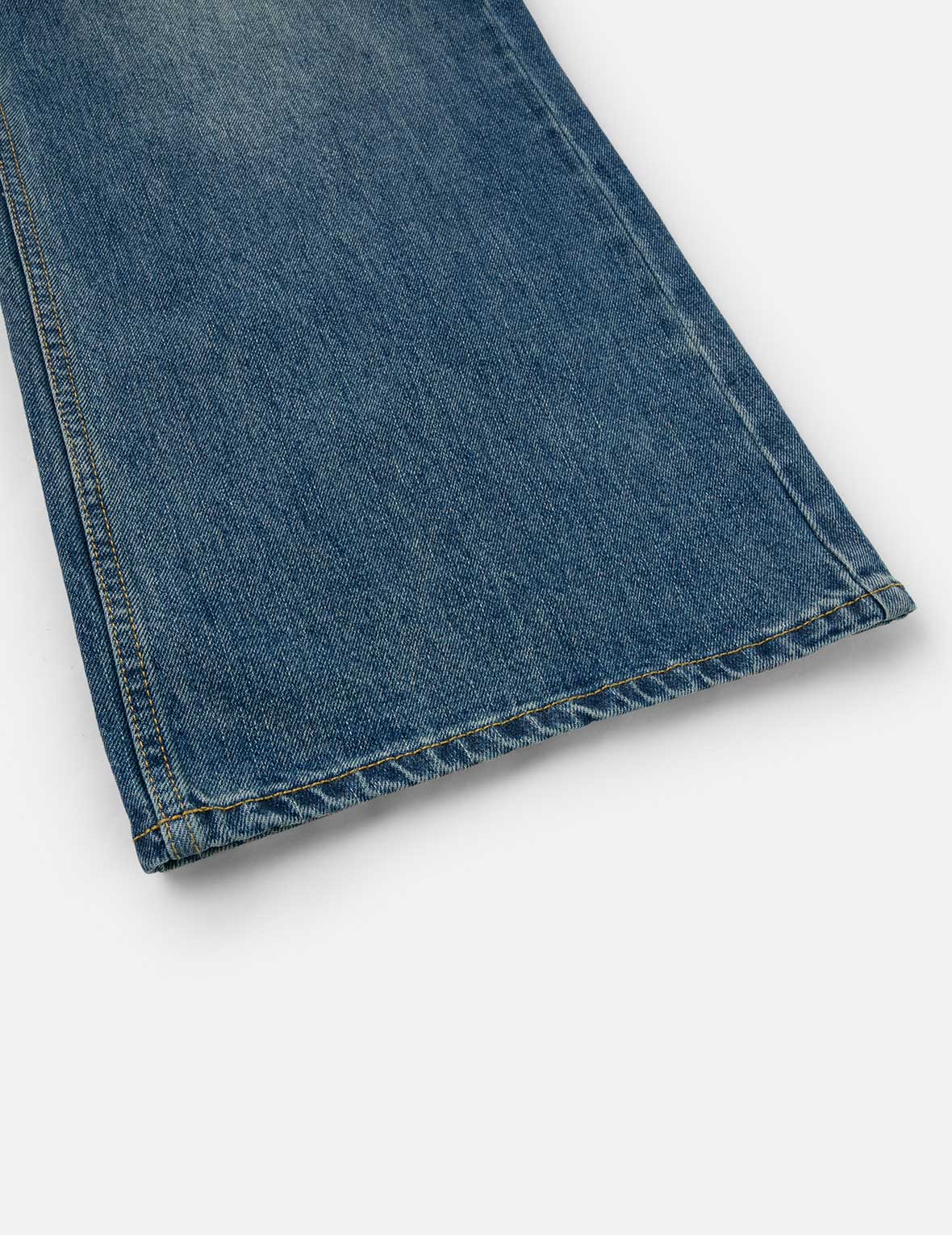 海鸥印花阔脚牛仔裤