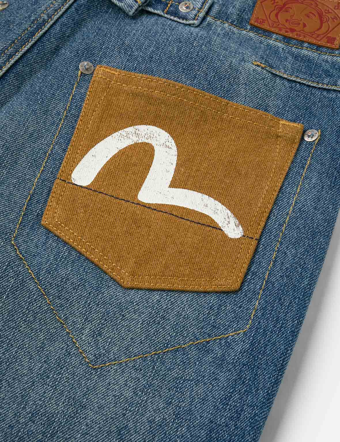 海鸥印花阔脚牛仔裤