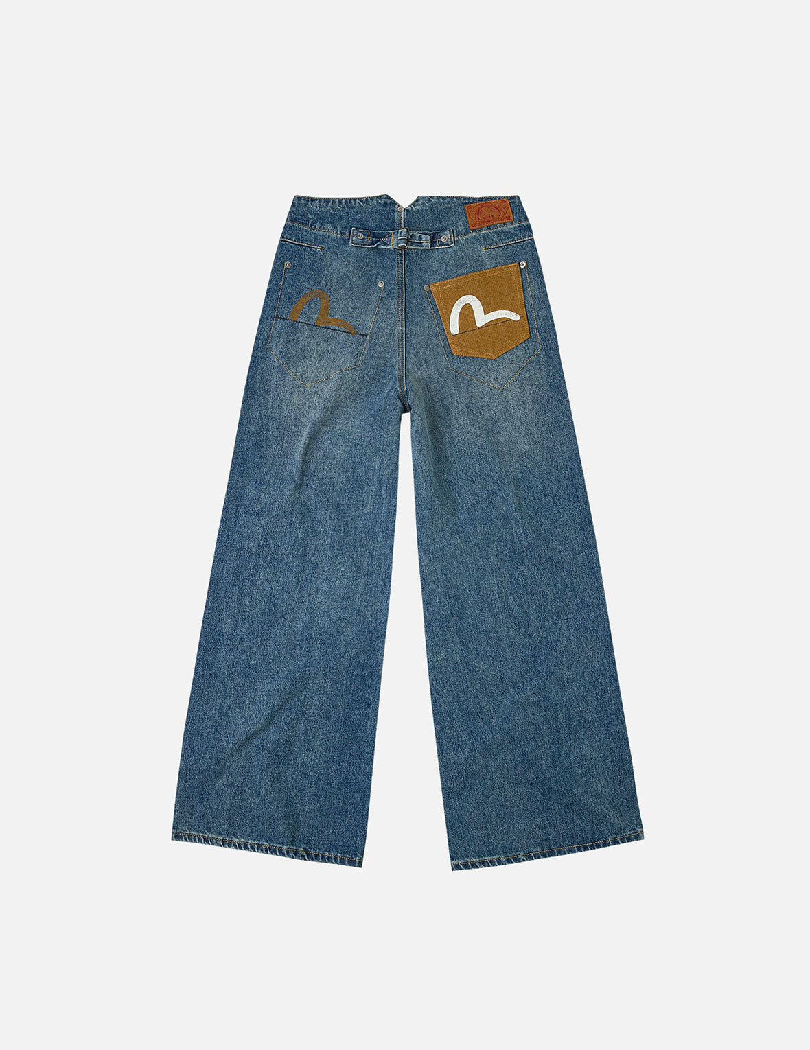 海鸥印花阔脚牛仔裤